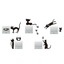 1 Set of 5 Cats Removable Cute Cat Light Switch Vinyl Wall Decal