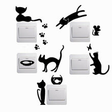 1 Set of 5 Cats Removable Cute Cat Light Switch Vinyl Wall Decal