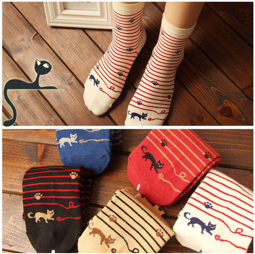 Cartoon Cat Socks (1 pair)