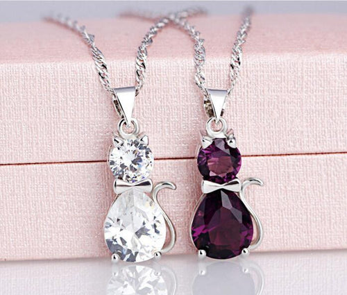 Austrian Crystal Cat Necklace