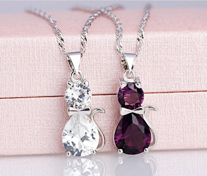 Austrian Crystal Cat Necklace