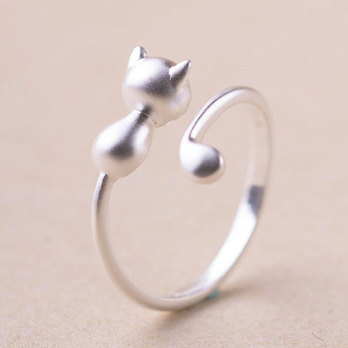 925 Sterling Silver Cat Ring