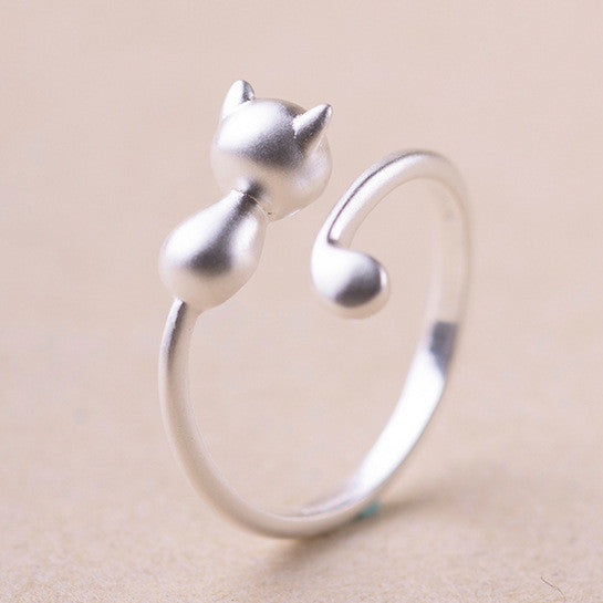 925 Sterling Silver Cat Ring