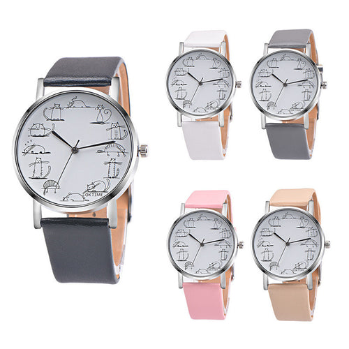 Retro Cartoon Cat Analog Quartz Watch