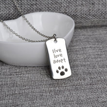"Live Love Adopt" Cat Rescue Paw Print Tag