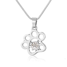 Cat Paw Violet/White Crystal Pendant with  Necklace