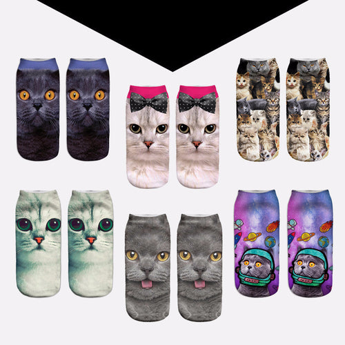Cat Print Ankle Socks (1 Pair)