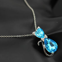 Austrian Crystal Cat Pendant Chain Necklace