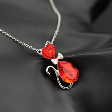 Austrian Crystal Cat Pendant Chain Necklace