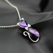 Austrian Crystal Cat Pendant Chain Necklace