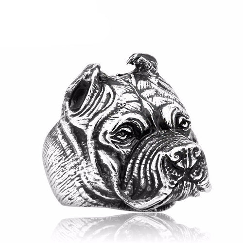 316L Stainless Steel Titanium Pit Bull Dog Ring