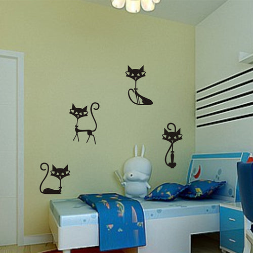 4 Black Cat Fashion Wall Stickers