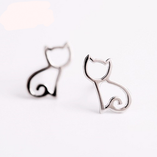 925 Sterling Silver Cat Earrings