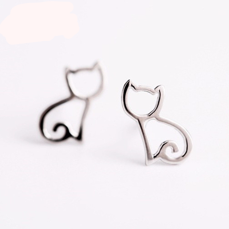 925 Sterling Silver Cat Earrings