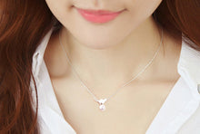 925 Sterling Silver Cat With Imitation Pearls Necklace & Pendant
