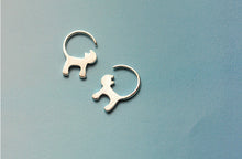 925 Sterling Silver Cute Long tailed Cat Earrings