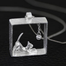 925 Sterling Silver Cat in Acrylic Necklace