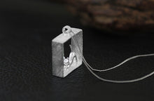 925 Sterling Silver Cat in Acrylic Necklace