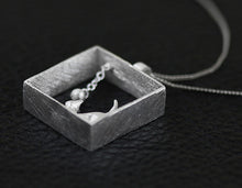 925 Sterling Silver Cat in Acrylic Necklace