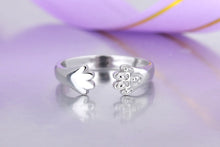 Adjustable Silver Plated Paw Ring