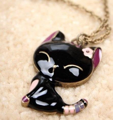 Black Cat Pendant Necklace