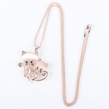 Bonsny Crystal Cat Pendant with Long Crystal Necklace