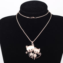 Bonsny Crystal Cat Pendant with Long Crystal Necklace