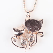 Bonsny Crystal Cat Pendant with Long Crystal Necklace