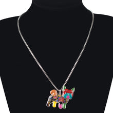 Enamel Yorkie Yorkshire Dog Pendant Necklace