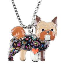 Enamel Yorkie Yorkshire Dog Pendant Necklace