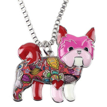 Enamel Yorkie Yorkshire Dog Pendant Necklace