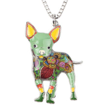 Enamel Chihuahuas Dog Pendant Necklace