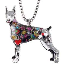 Enamel Doberman Dog Pendant Necklace