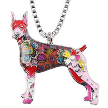 Enamel Doberman Dog Pendant Necklace