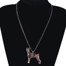 Enamel Doberman Dog Pendant Necklace