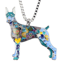 Enamel Doberman Dog Pendant Necklace