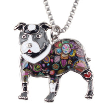Enamel Pit Bull Buster Dog Pendant Necklace