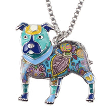 Enamel Pit Bull Buster Dog Pendant Necklace