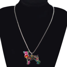Enamel Schnauzer Dog Pendant Necklace