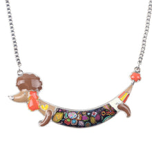 Enamel Poodles Dog Pendant Necklace