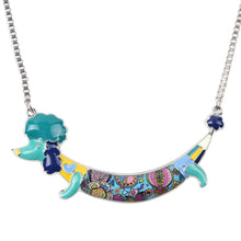 Enamel Poodles Dog Pendant Necklace