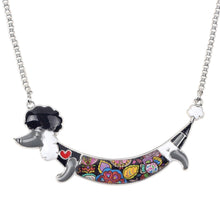 Enamel Poodles Dog Pendant Necklace