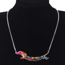 Enamel Animal Pets Dachshund Dog Pendant Necklace