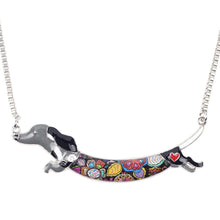 Enamel Animal Pets Dachshund Dog Pendant Necklace