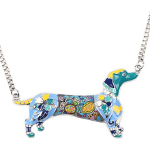 Enamel Dachshund Dog Pendant Necklace