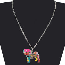 Enamel Pug Dog Pendant Necklace