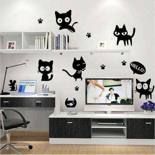 Cartoon Black Cat DIY Vinyl Wall Stickers