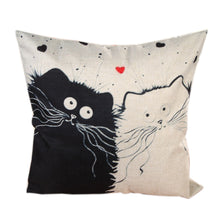 Silly Black and White Cat Square Decorative Cotton / Linen Pillowcase 18x18 inches