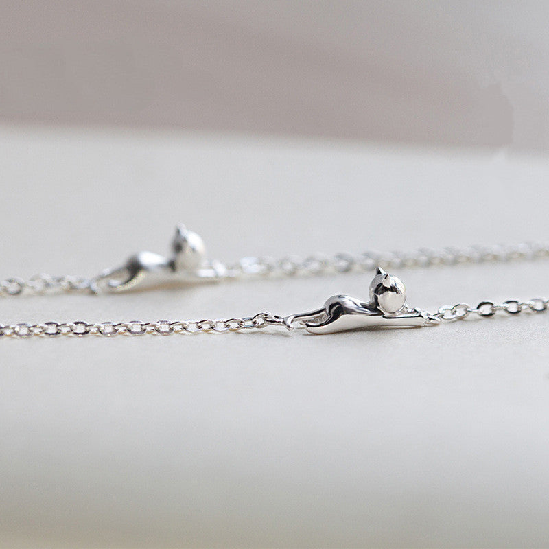 925 Sterling Silver Cat Bracelet