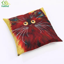 Creative Color Cat Pattern Cotton / Linen Pillowcase 18x18 inches